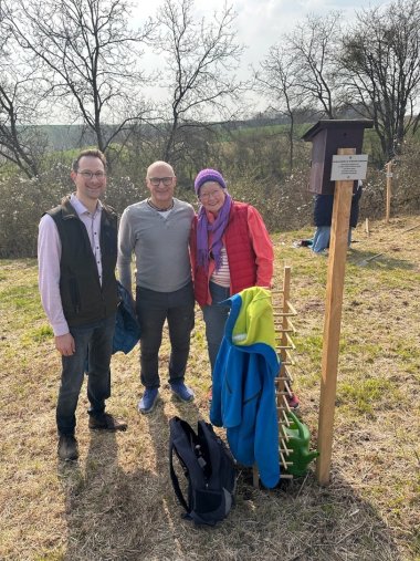 Bgm. Rauschenberger, Roland Trippel und Heike Gehrig, beide Gemeindebauamt